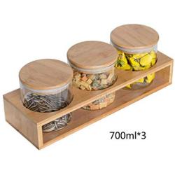 Glass Sealed Jars, Kitchen Household Grain Containers, With Display Stand, Storage Spices/Corn Flakes/Coffee Beans