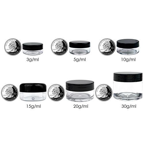 (100 Pcs) Beauticom 3G/3ML Round PINK Screw Cap Lid with Clear Base empty Plastic Container Jars for Cosmetic Cream Pot Makeup Eye Shadow Nails Powder Jewelry (Quantity: 100 Pieces)