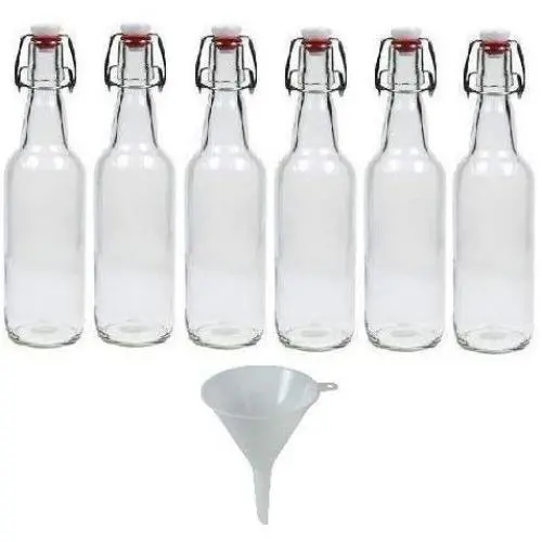 Viva Haushaltswaren 6 Glass Bottles 500 ml with Swing Tops for Self-Filling incl. A White Filling Funnel Diameter 9.5 cm Viva Haushaltswaren 6 Glass Bottles 500 ml with Swing Tops for Self-Filling incl. A White Filling Funnel Diameter 9.5 cm