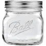 Ball 16 oz Collection Elite Wide Mouth Glass Mason Jars Bundle with Non Slip Jar Opener- Set of 4 Pint Size Mason Jars - Canning Glass Jars with Lids and Bands