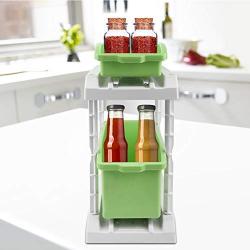 Storage Box, PP Kitchen Double Layer Spices Rack Seasoning Holder Storage Box for Kitchen Utensil Seasoning Jars(Green)