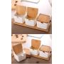 LQQGXLCondiment bottle, jar condiment storage box Spice jar white, ceramic sugar jar with lid, condiment jar, seasoning box set with lid spoon and tray