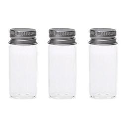 6PCS Clear Glass Empty Essential Oil Tube Cosmetics Creams Storage Liquid Sample Bottle Jar Travel Container With Aluminum Screw Lid Wishing Container (30ML)