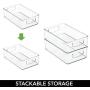 mDesign Kitchen Cabinet and Pantry Storage Organizer Bins - Pack of 4, Shallow, Clear