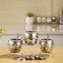 DUDDP Storage Spice lar set Stainless Steel Spice Jars Set,Seasoning Containers with 3 Jars,3 Serving Spoons? Includes Space-Saving Spice Rack (Silver),Kitchen supplies