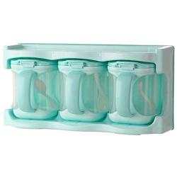 Refaxi Three Compartment Plastic Seasoning Storage Box Spice Jar Set Kitchen Supplies (Sky Blue)