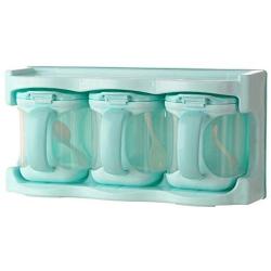 Refaxi Three Compartment Plastic Seasoning Storage Box Spice Jar Set Kitchen Supplies (Sky Blue)