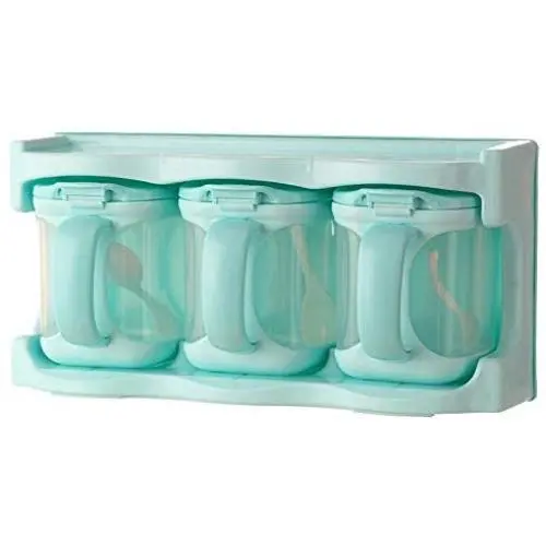 Refaxi Three Compartment Plastic Seasoning Storage Box Spice Jar Set Kitchen Supplies (Sky Blue) Refaxi Three Compartment Plastic Seasoning Storage Box Spice Jar Set Kitchen Supplies (Sky Blue)