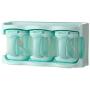 Refaxi Three Compartment Plastic Seasoning Storage Box Spice Jar Set Kitchen Supplies (Sky Blue)