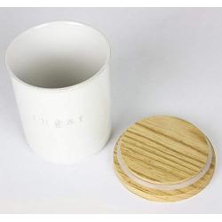 Japanese Design Ceramic Jar Preservation Canister with Wooden Sealed Lid, Sugar