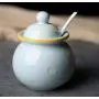 Ceramics Dot Sugar Salt Pepper Storage Jar Seasoning Pot with Lid And Spoon Ceramics Dot Sugar Salt Pepper Storage Jar Seasoning Pot with Lid And Spoon
