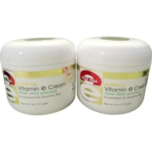 Vitamin E & Aloe Cream 10000 IU - 4 Oz Jar Pack of 2 - Total 8 Oz