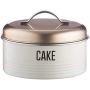 Typhoon Vintage Copper Coated Steel Cake Storage Tin with Airtight Lid; Designed to Hold Cakes, Muffins and Sweet Treats; Holds a 6-1/2 inch Cake; Copper and White