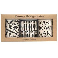 Emma Bridgewater Knife And Forks Set of 3 Kitchen Storage Tins Tea Coffee Sugar Cream And Black British Made