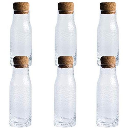6Pcs Sealed Clear Glass Storage Bottle, Hammer Pattern Jars with Cork, Multifunction Food Containers, for Tea, Spice, Coffee Beans, Household, 2 Sizes.