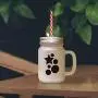 Yellow Start, Ball Frosted Glass Mason Jar With Straw