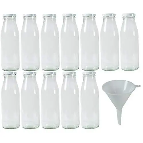 Viva Haushaltswaren 12??Empty Wide-Necked Glass Bottles 500??ml/Milk/Juice Bottles with White Screw Lids A Filling Funnel Diameter 12??cm by Viva Haushaltswaren Viva Haushaltswaren 12??Empty Wide-Necked Glass Bottles 500??ml/Milk/Juice Bottles with White Screw Lids A Filling Funnel Diameter 12??cm by Viva Haushaltswaren