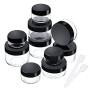 eBoot 10 Pieces Empty Clear Plastic Sample Containers 3/5/ 10/15/ 20 Gram Size Round Cosmetic Pot Jars with Screw Cap Lids and 2 Pieces Mini Spatula (Black)