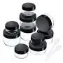【eBoot 10 Pièces Pots en Plastique Transparents Ronds de 3/5/10/15/20g avec Couvercle à Vis et 2 Pinceaux Mini (Noir)】 【eBoot 10 Pièces Pots en Plastique Transparents Ronds de 3/5/10/15/20g avec Couvercle à Vis et 2 Pinceaux Mini (Noir)】