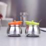 Simonshop 3pcs/set Glass Seasoning Box Kitchen Supplies Jar Set Spice Boxes with Tray and Spoons (green)