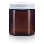 Amber Thick Glass Straight Sided Jar with White Metal Airtight Lid - 4 oz / 120 ml (6 pack) + Spatulas and Labels