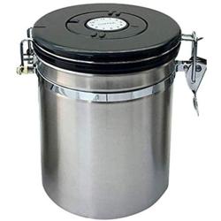 ECLENYES Stainless Steel Breathable Airtight Canister Storage Container - Silver + Black M
