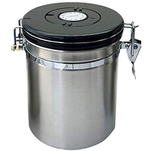 ECLENYES Stainless Steel Breathable Airtight Canister Storage Container - Silver + Black M