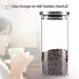 Glass Storage Jar, 1000ml Kitchen Food Containers Coffee Beans Glass Coffee Bean Container Stainless Steel Lid(1000ML)