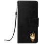Soft PU Leather Wallet Case for Huawei Mate 20,Flip Stand Case for Huawei Mate 20,Moiky Classic Retro Black 3D Owl Design Solid Color Purse Folio Magnetic Cover with Wrist Strap