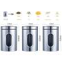 JENNIMER 3PC Kitchen Canister Sugar Food Tea Coffee Candy Storage Jars Stainless Steel with Transparent Windows (Silver)