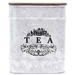Vintage Metal Square Candy Trinket Tin Storage Box With Wooden Cover Cans Coffee Tea Sugar Seasoning Jewelry Case,Tea