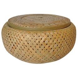 ALLCIAA Folk Handcrafted Creative Craft Practical Storage Jar Suitable for Home/Bar/Cafe/Corridor Adornmen/Fruit Basket/Dustpan Fruit Baskets for Kitchen Bamboo Fruit Basket (Size : L)