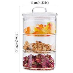 Glass Food Storage Container New 1200ml 3-layer Mason Jar Kitchen Bulk Set For Spices Dried Fruit Storage Can Salad Bowl Box (Glass Lid)