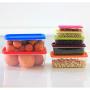 uirend Rectangular Crisper Boxes - 7PCS Storage Jars Rainbow Plastic Tubs Microwave Freezer Box Ideal for Lunches and Meal Prep