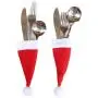 Holata 12Pcs Christmas Decorative Tableware Fork Set  Christmas Hat Storage Tool
