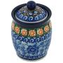 Polish Pottery Jar with Lid 4-inch Dancing Blue Poppies UNIKAT