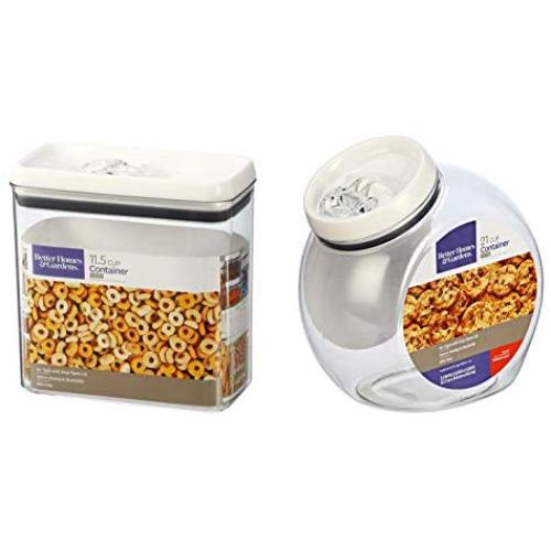 Better Homes & Gardens | Flip Tite Round Container | 21-Cup | bundle with Better Homes & Gardens | Flip-Tite Rectangular Container | 11.5-Cup |