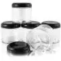 16 oz Klare Plastikbehälter mit kuppelförmigen Deckeln (6er-Set); BPA-freie PET-Behälter mit geradem Rand für Bad & Küche zum Aufbewahren von Trockenwaren, Cremes usw.