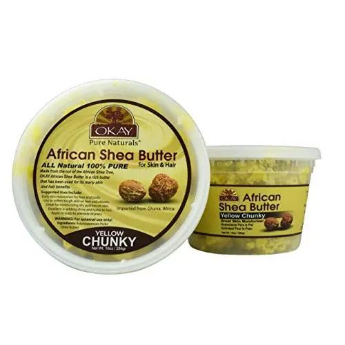 Okay Shea Butter Chunks Jar, Yellow, 10 Ounce Okay Shea Butter Chunks Jar, Yellow, 10 Ounce