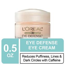 Eye Cream to Reduce Puffiness, Lines and Dark Circles, LOreal Paris Skincare Dermo-Expertise Eye Defense Eye Cream with Caffeine and Hyaluronic Acid For All Skin Types, 0.5 oz.