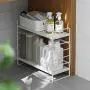 HFREOI 2-Tier Countertop Rack, Tabletop Storage Organizer Shelf Holder for Jars Bottle Bathroom Cans Foods Spice Height-Adjustable, White HFREOI 2-Tier Countertop Rack, Tabletop Storage Organizer Shelf Holder for Jars Bottle Bathroom Cans Foods Spice Height-Adjustable, White