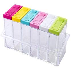 Seasoning Box 6pcs/set Spice Bottle PP Transparent Condiment Box Cumin Powder Storage Jars Salt Pepper Healthy