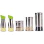 5 Set of Stainless Steel Glass Tea Coffee Sugar Storage Canisters - Multipurpose Food Storage Jars Cwg