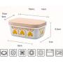 Kitchen Food Storage Jar Airtight Food Storage Butter Box Container Enamel Household Refrigerator Crisper Cheese Container Wooden Cover Heart Pattern(Send Plastic Cover)