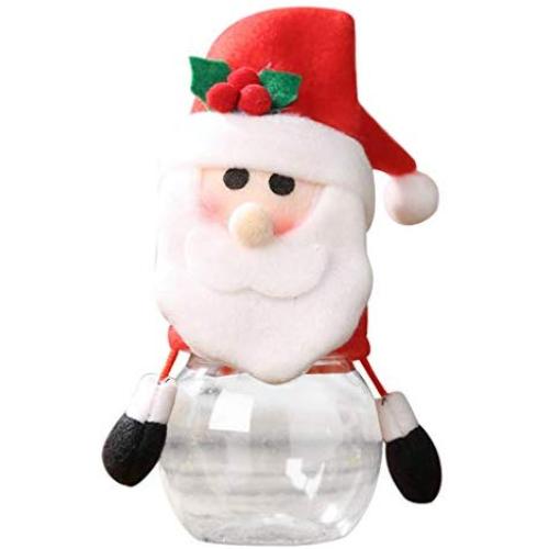 Christmas Candy Jar - Food Storage Container Christmas Elk & Santa & Snowman Clear Plastic Candy Jar Gift Bottle Holder