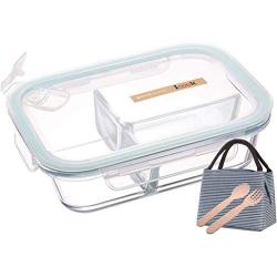 LLDKA Lunchbox with 3 Fan, Food Storage containers Glass jar with lid Eco-Friendly Cutlery and Lunch Bag, BPA-Free