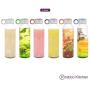 Pratico Kitchen 18oz Leak-Proof Glass Bottles, Juicing Containers, Water/Beverage Bottles - 6-Pack with Multi-Color Loop Caps