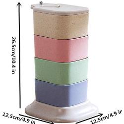 Shopps Multi-Color Vertical Seasoning jar, Rotating Seasoning Storage, Finishing Device, with 4 Spoons, Safe Material, can be Used to Hold seasonings.