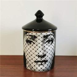 ANH19 Menorah Candle Holder- Retro European Fornasetti Candle Holder Lina Face Scented Candles Cans Ceramic Products Storage Jar Home Desktop Decoration