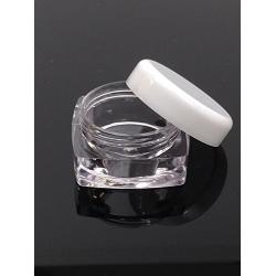 Square Acrylic Jar Clear with White Lid Refillable Cosmetic for Creams/Sample/Make-Up/Glitter Storage Refill Cosmetic Lotion Make up Balm Travel Tester For Xmas Halloween day Present (10)